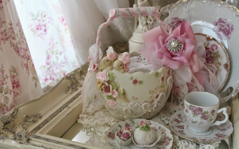 Decorative Basket with Tea Set