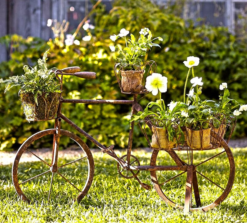 Decorative Bicycle Planter — Green, Serene