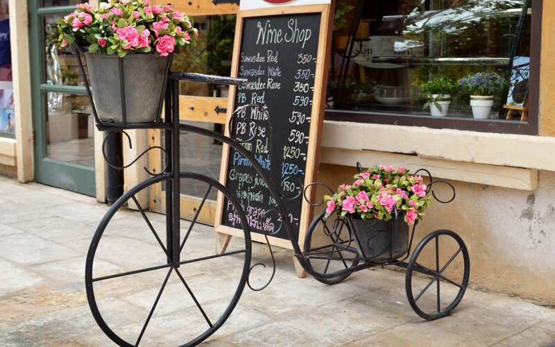 Decorative Bicycle with Flowers — Black