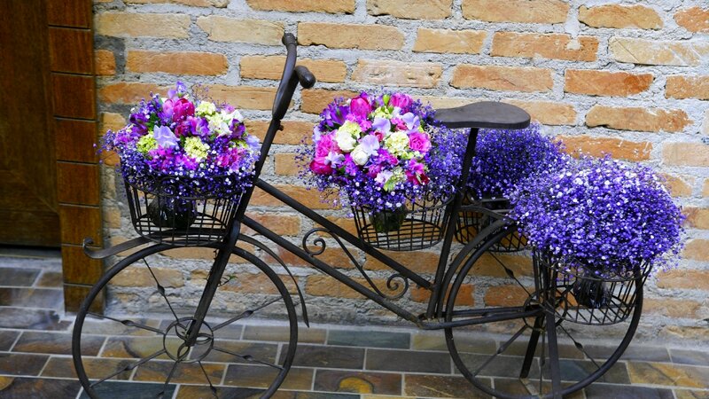 Decorative Bicycle with Flowers — Purple