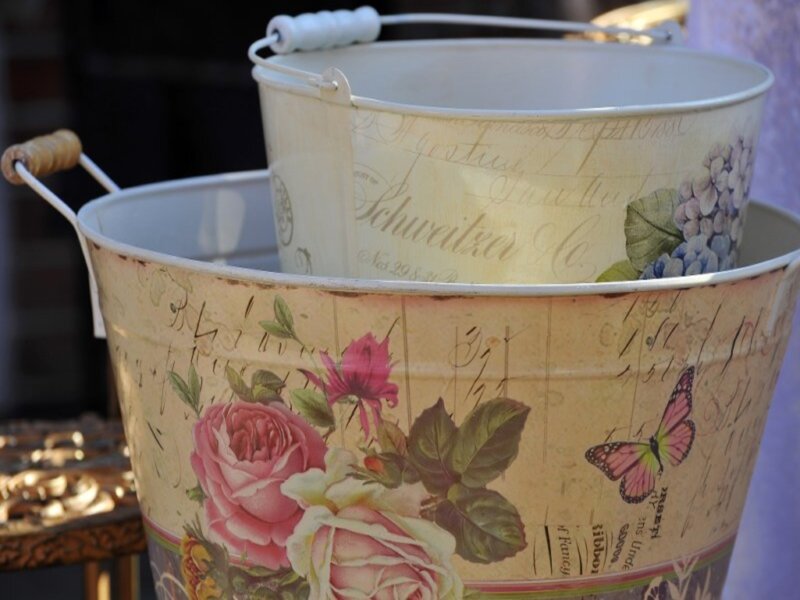 Decorative Buckets with Flowers