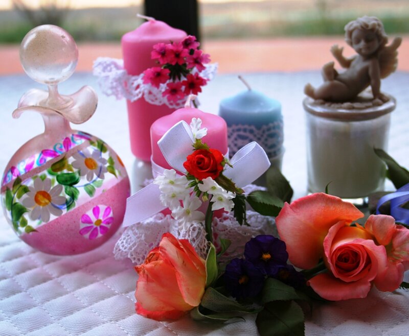 Decorative Candles and Flowers