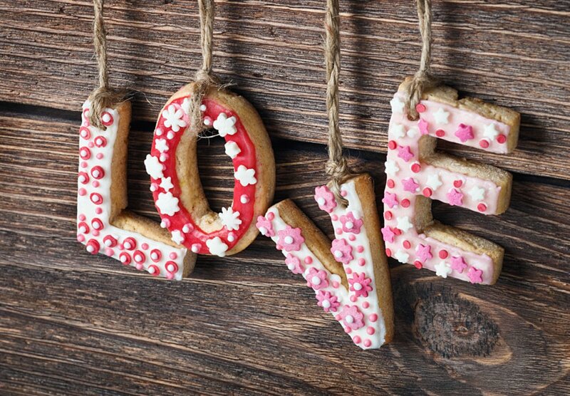 Decorative Cookies Spelling Love — Brown