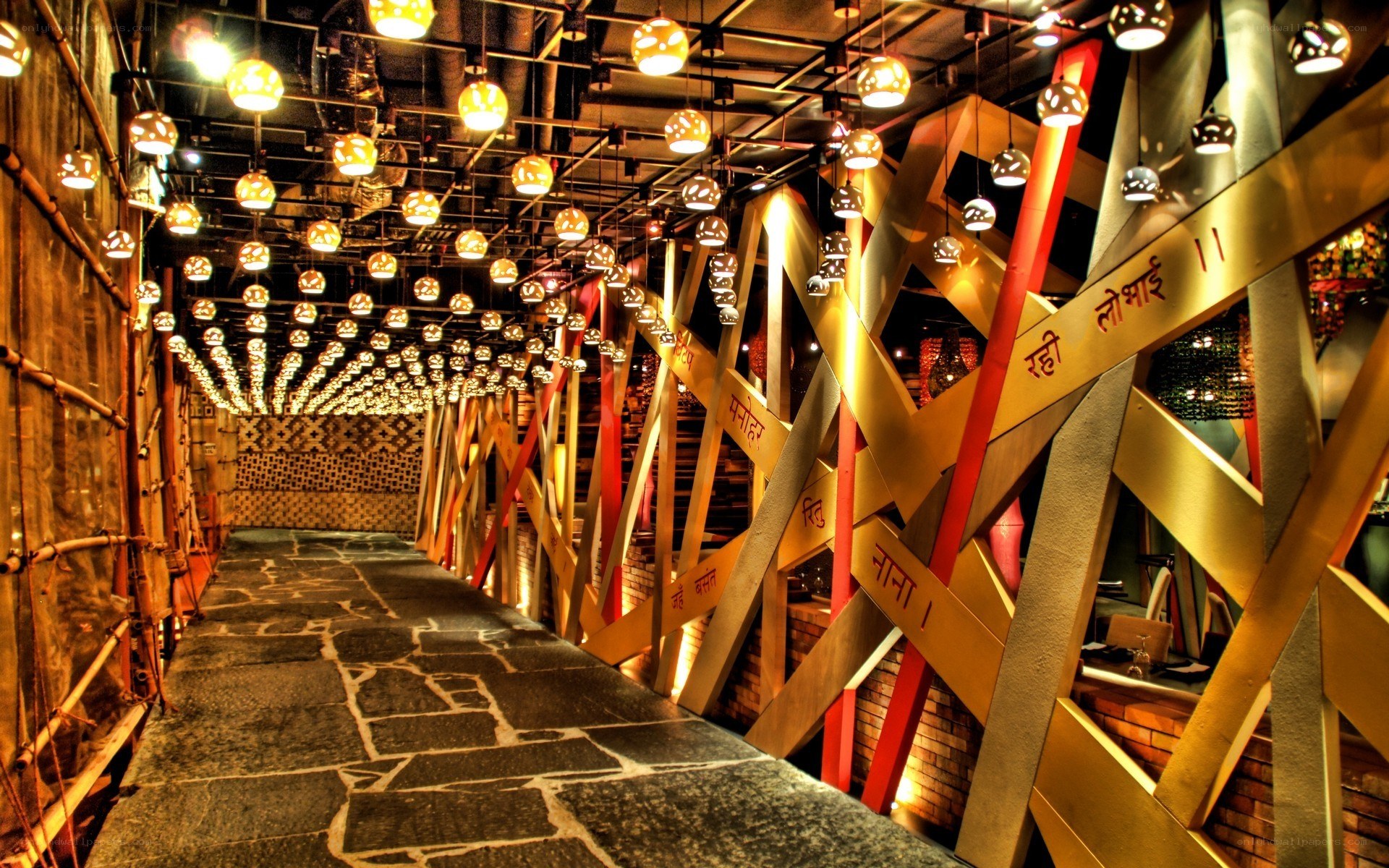 Decorative corridor with lanterns