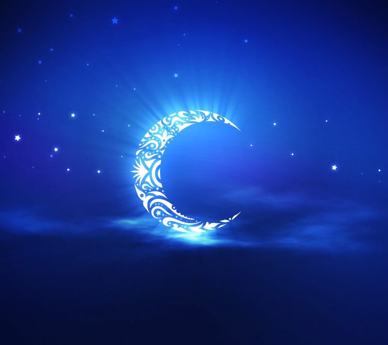 Decorative Crescent Moon — Blue