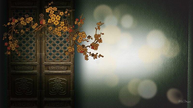 Decorative Door with Blossoms