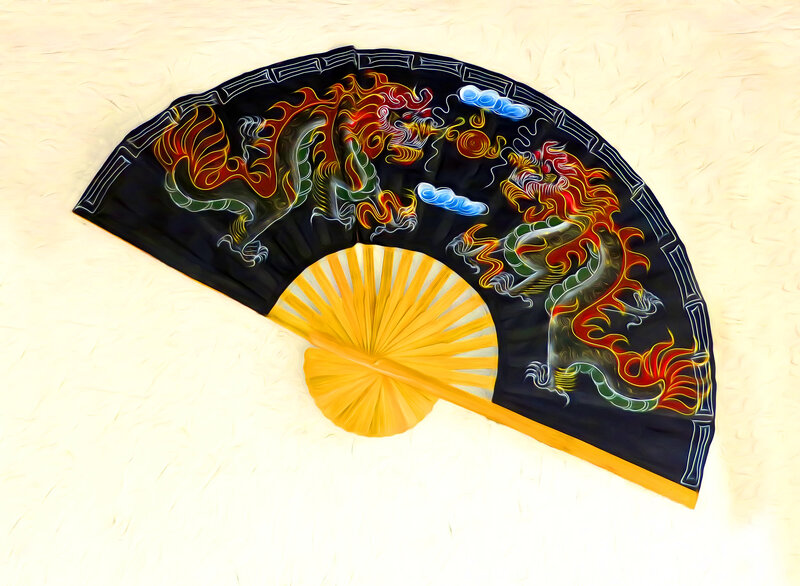 Decorative Fan with Dragons
