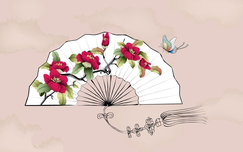Decorative Fan with Flowers