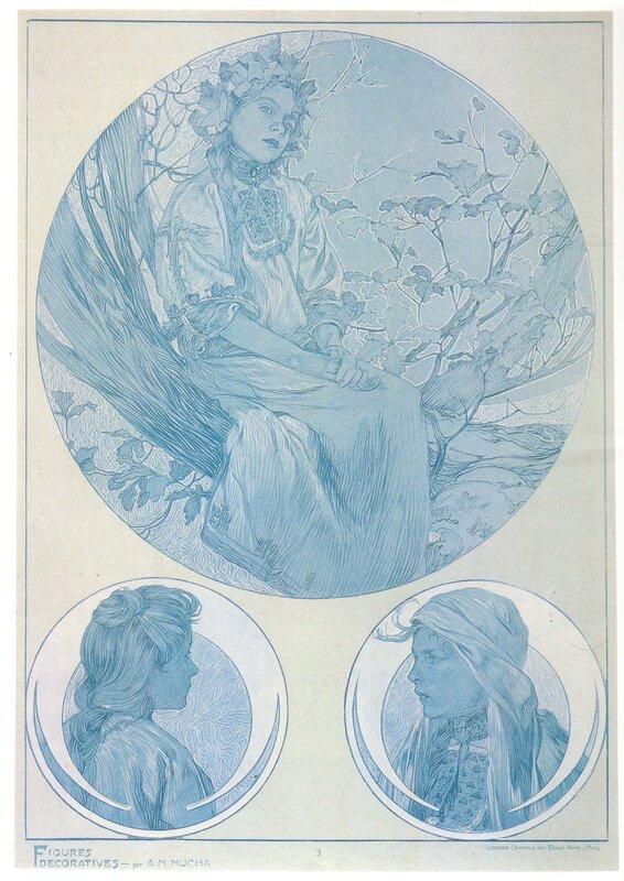 Decorative figures by Mucha