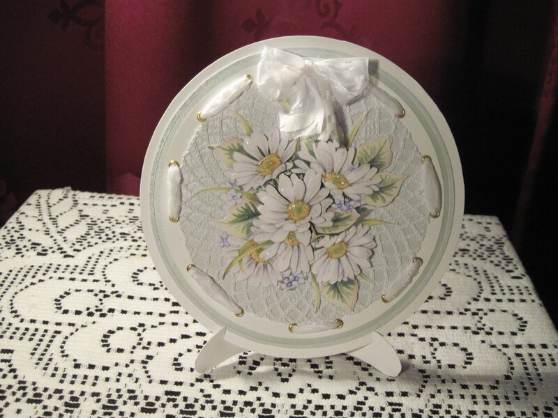 decorative floral card on stand