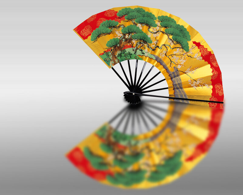 Decorative Folding Fan — Yellow