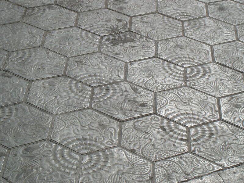 decorative hexagonal pavement tiles