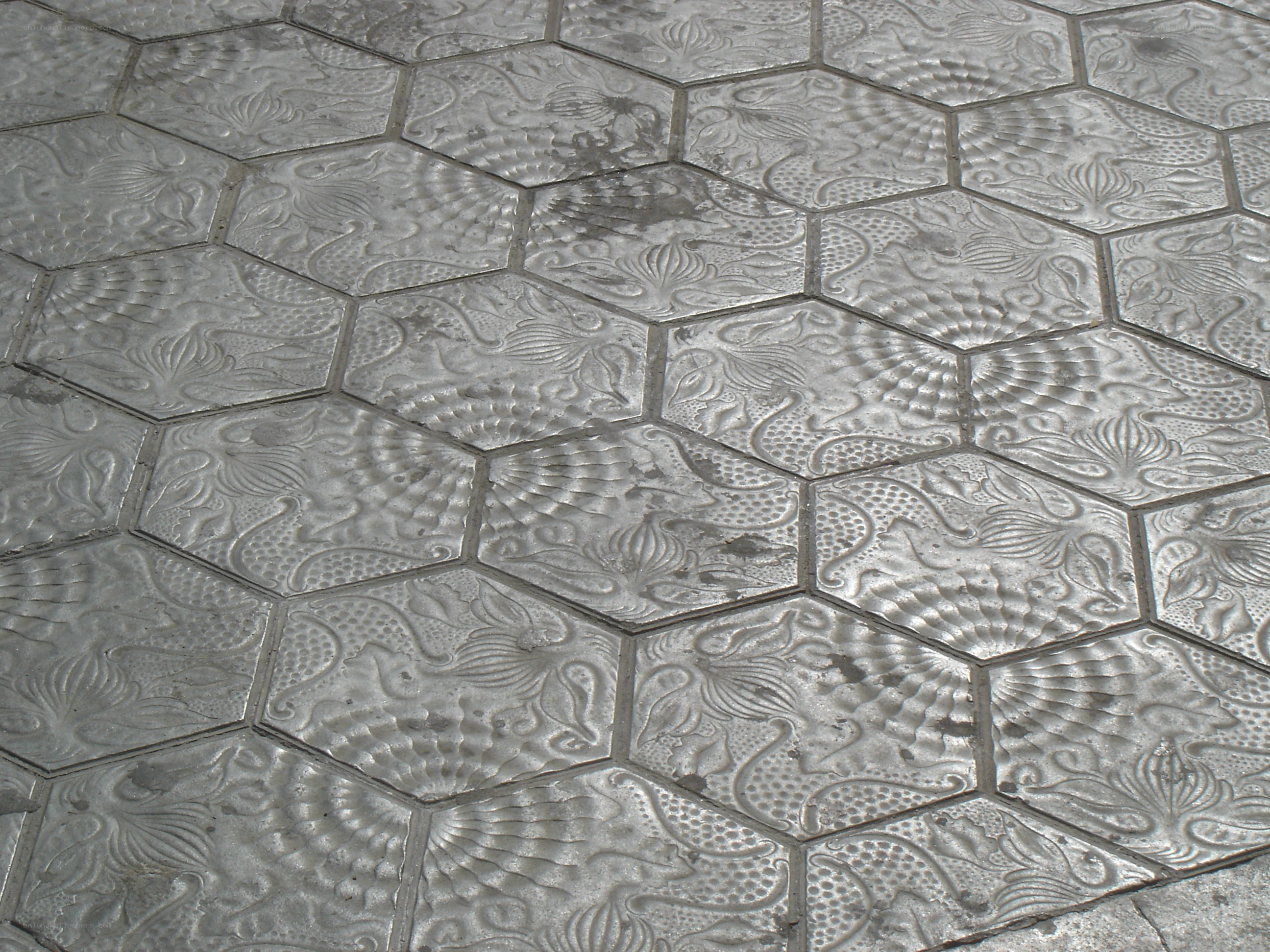decorative hexagonal pavement tiles