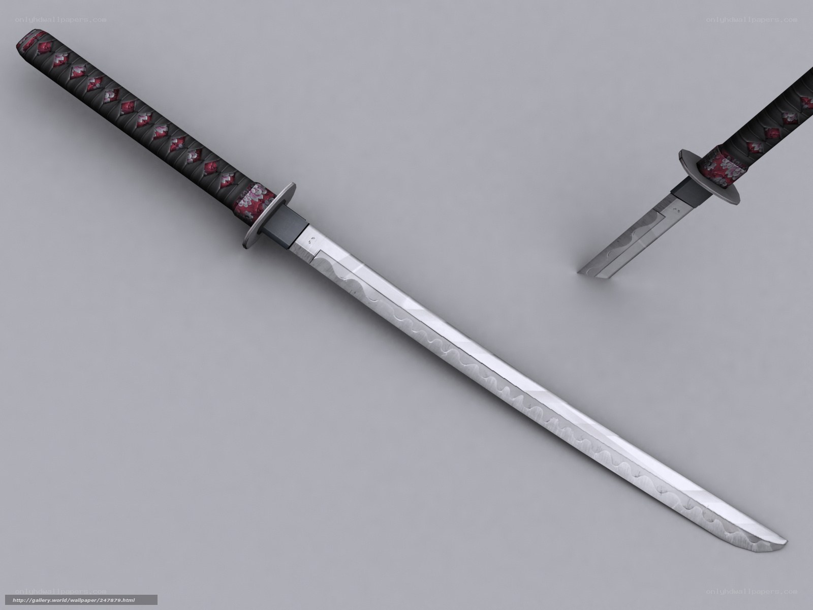 Decorative katana with red accents