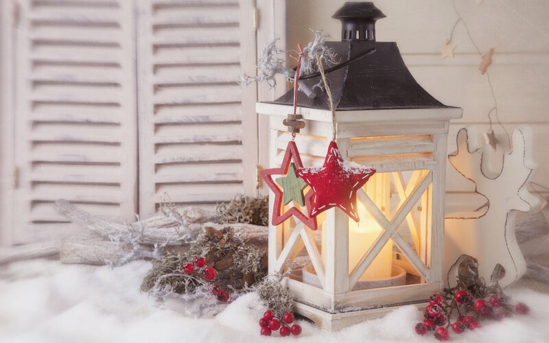 Decorative Lantern with Berries