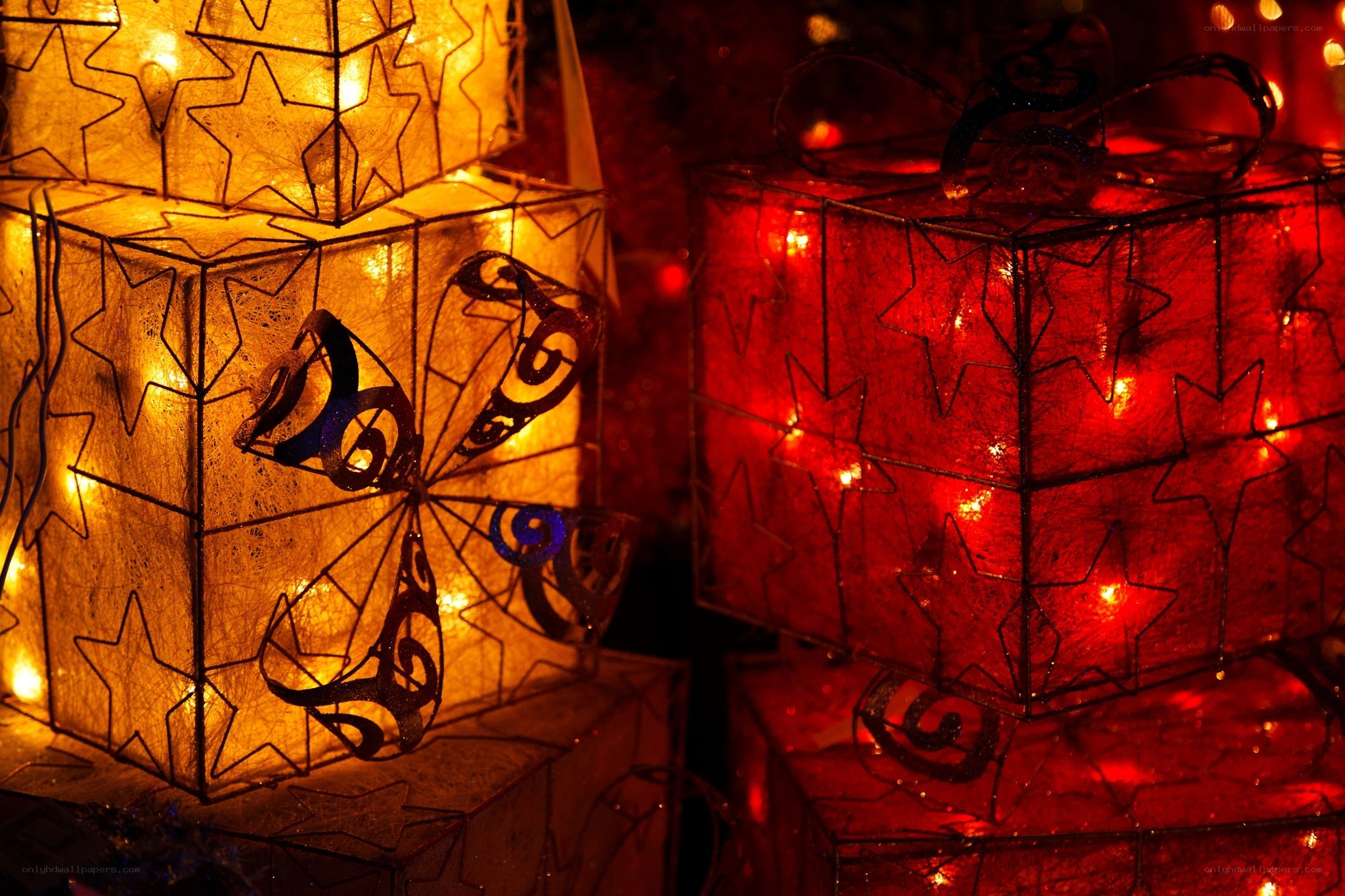 Decorative lanterns with star patterns