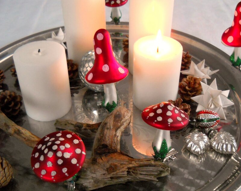 Decorative Mushrooms on Tray
