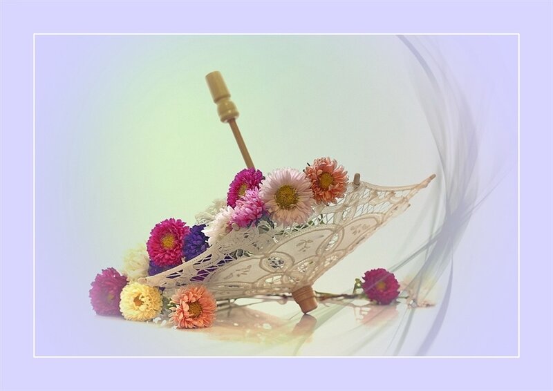 Decorative Parasol with Flowers