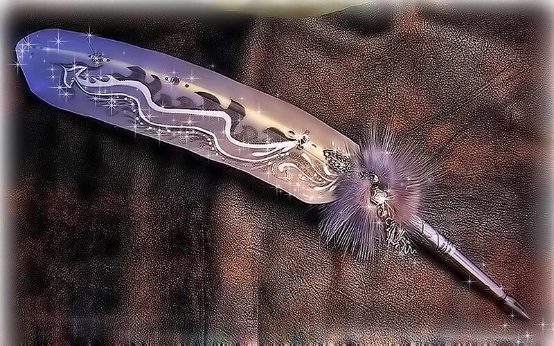 Decorative pen with feather