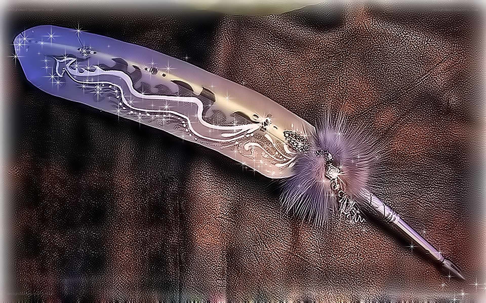 Decorative pen with feather