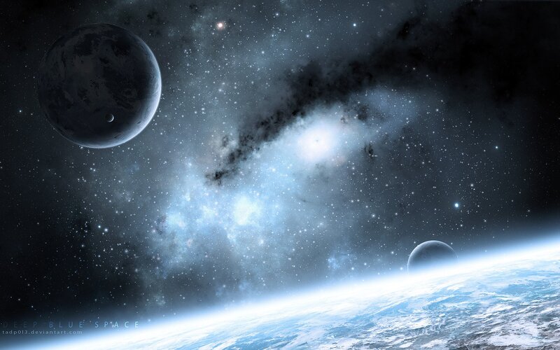 Deep blue space scene
