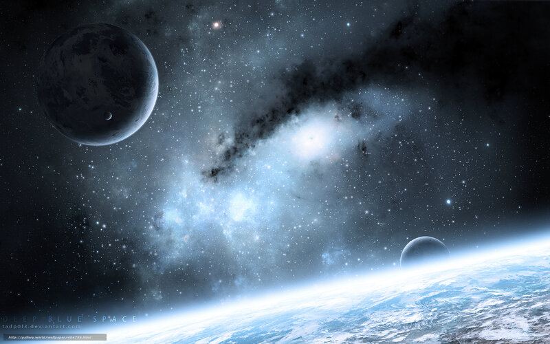 Deep blue space scene