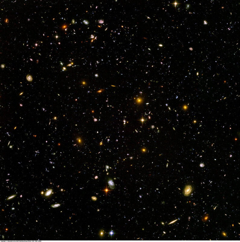 Deep field of distant galaxies