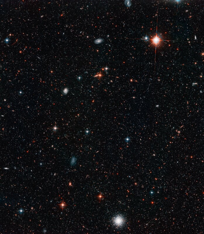 Deep field of stars and galaxies