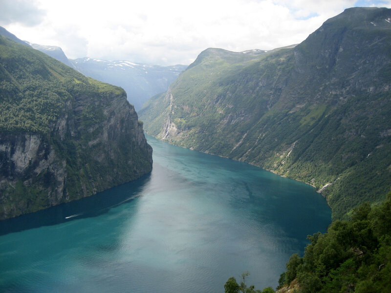Deep Fjord Between Mountains — Blue, Serene, Afternoon, Photograph, Water