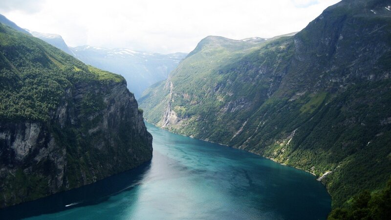 Deep Fjord Between Mountains — Blue, Serene