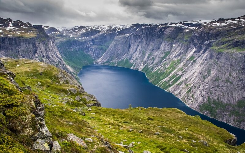 Deep Fjord in Mountain Valley