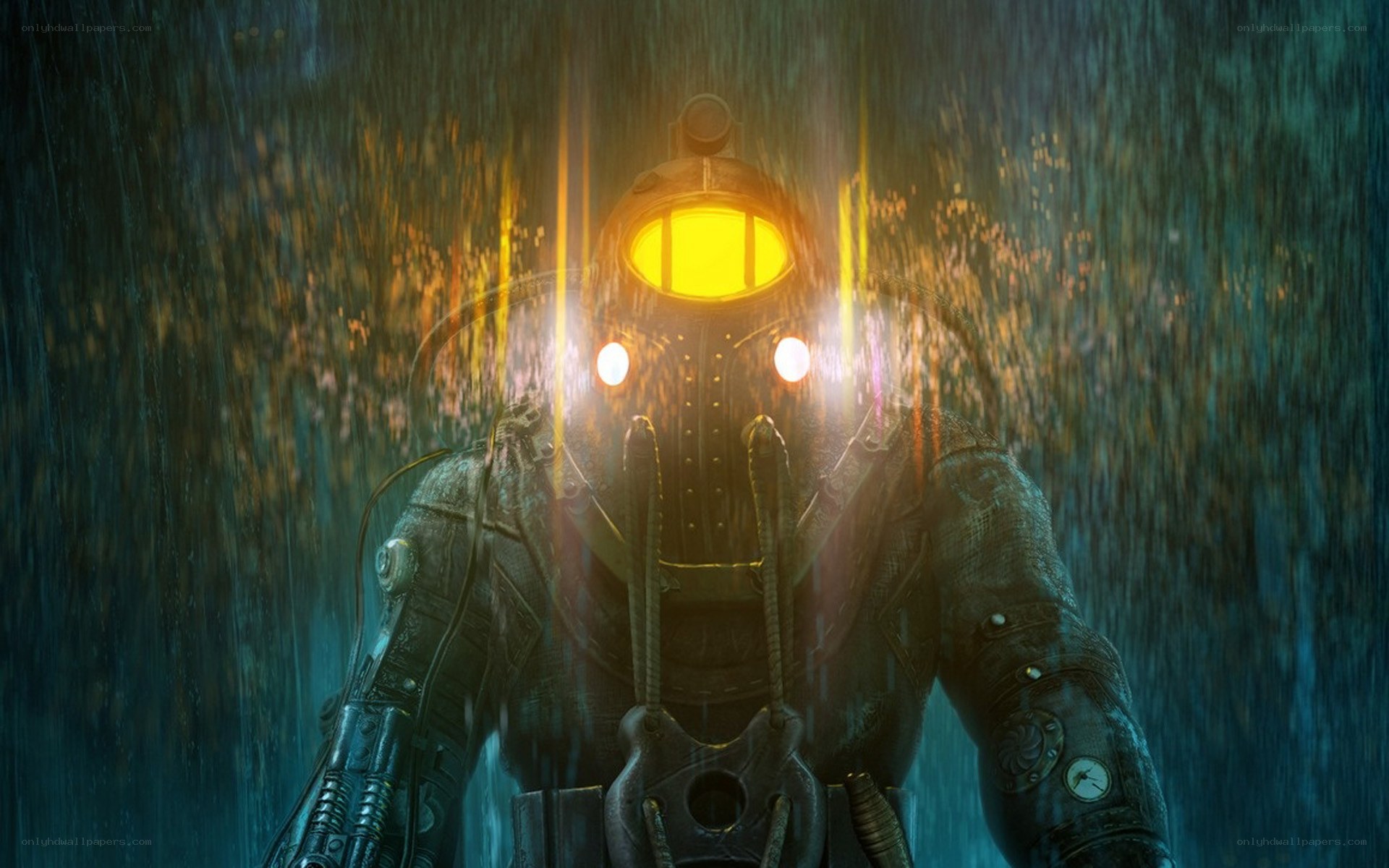 deep sea diver in rain