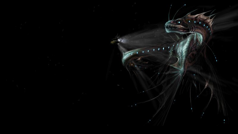 Deep-sea Fish with Bioluminescence — Black, Dramatic