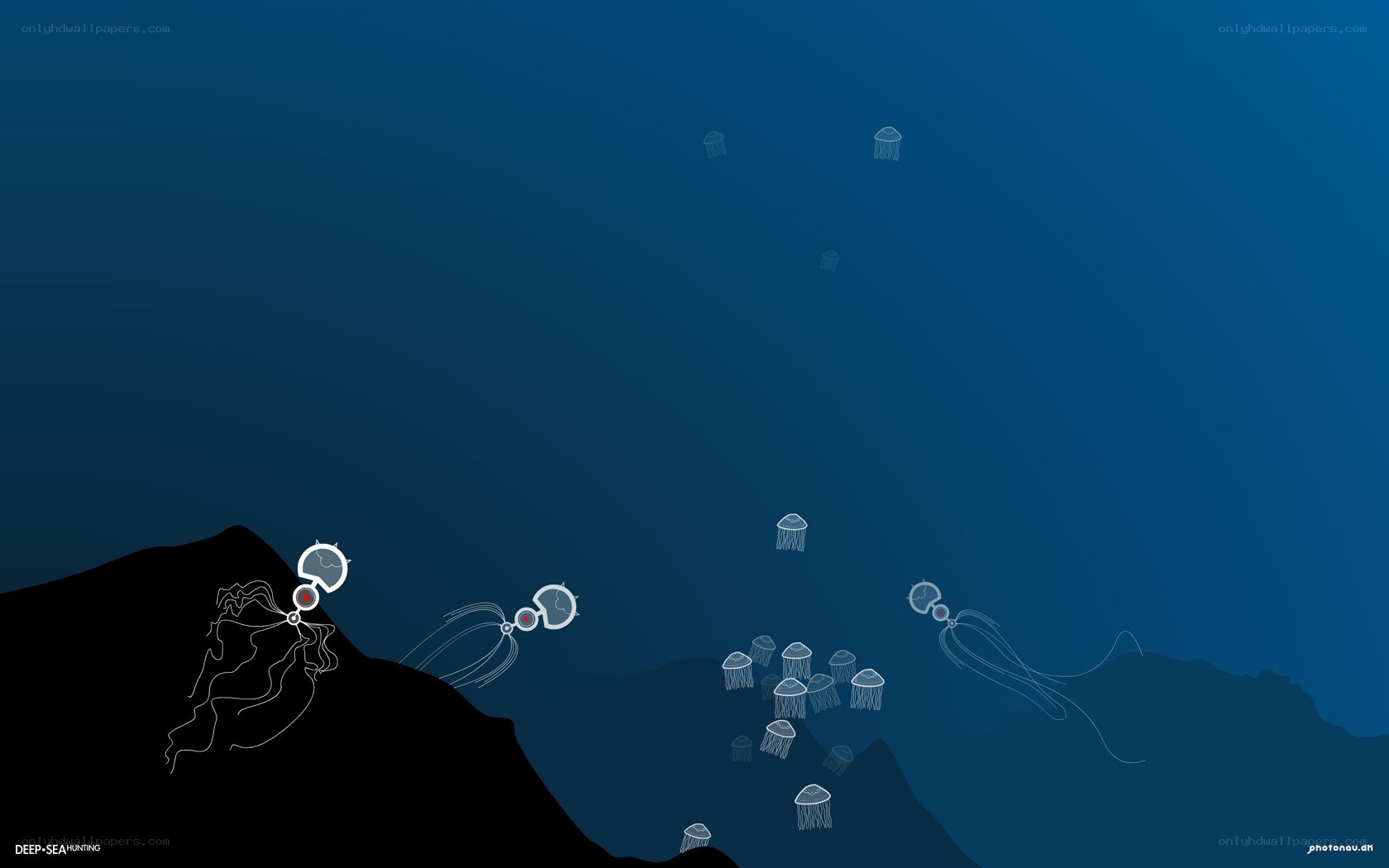 Deep sea jellyfish hunting