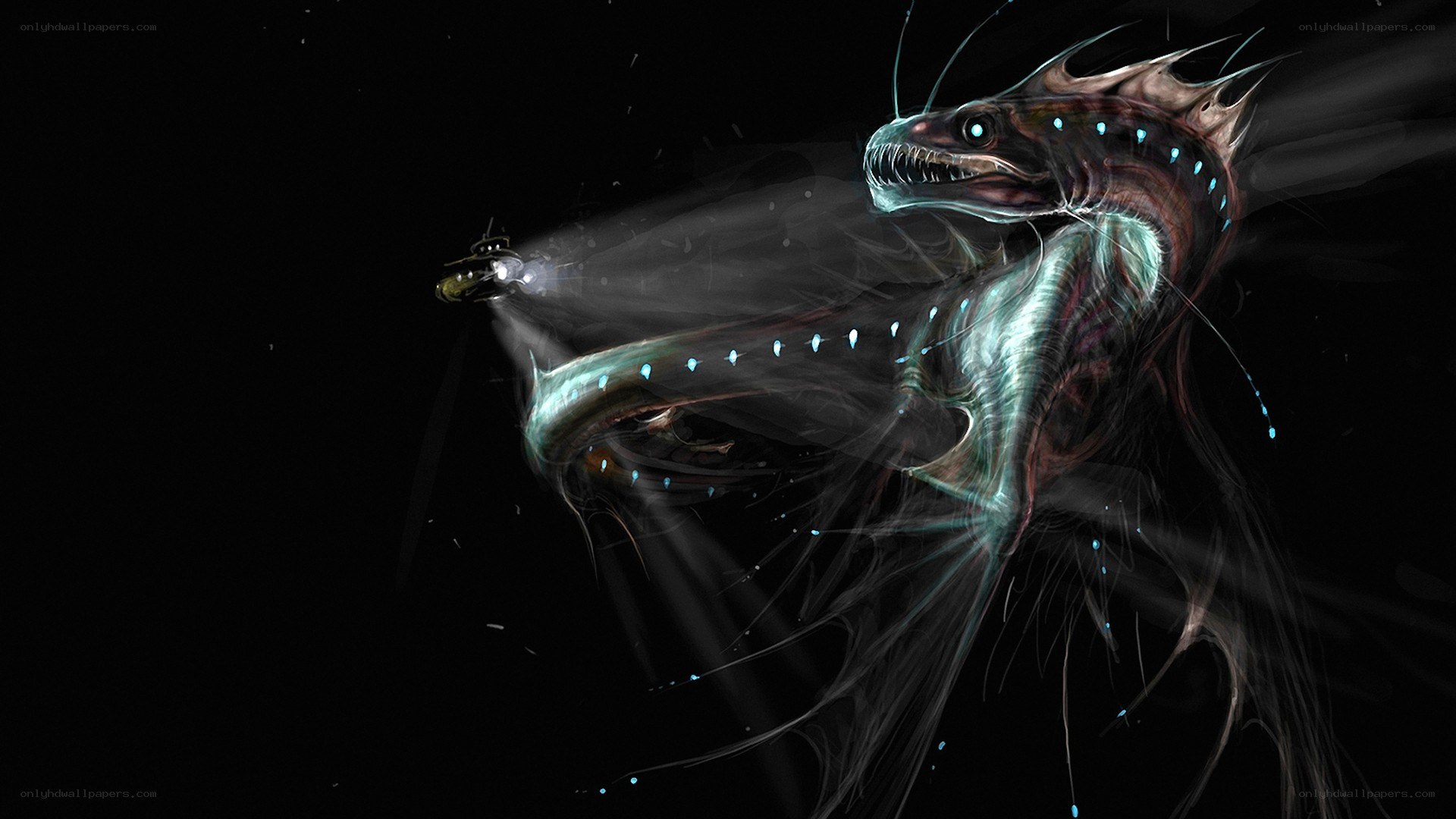 Deep sea monster attacks submarine
