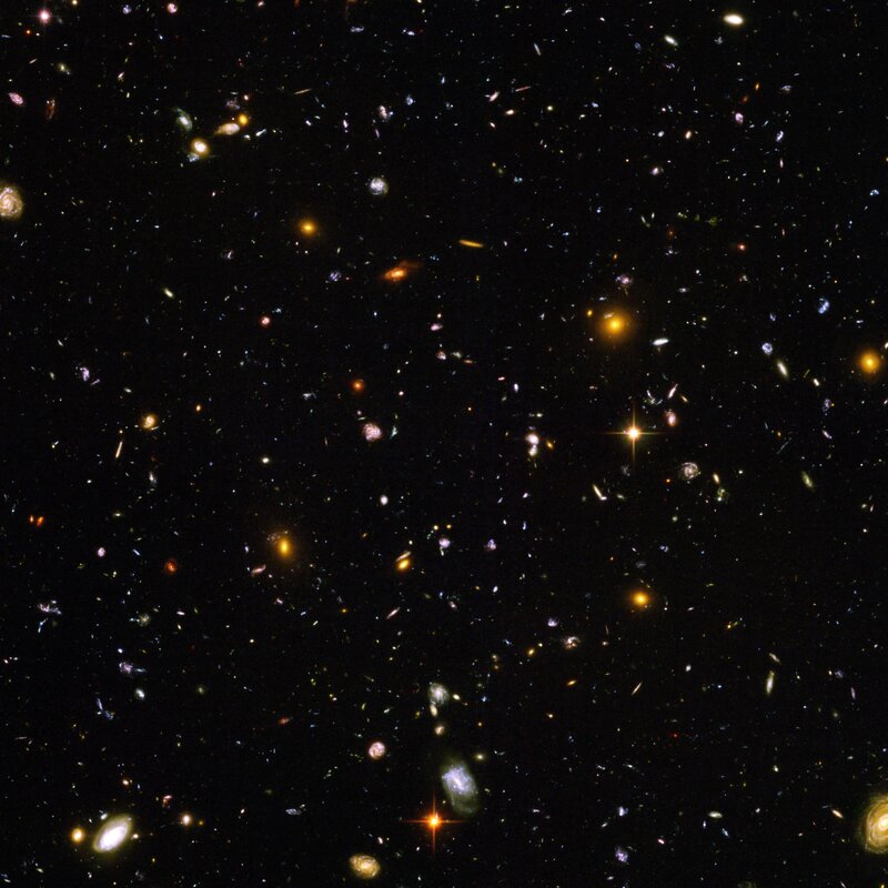 Deep Space Galaxy Field — Black, Cosmic, Night, Photograph, Galaxies, Stars, Yellow, White