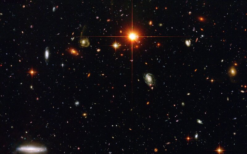 Deep Space Galaxy Field — Black, Cosmic, Night, Photograph, Stars, Galaxies, White, Orange