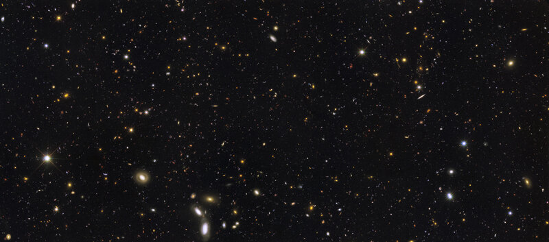 Deep Space Galaxy Field — Black, Cosmic, Night, Photograph, Stars, Galaxies, Yellow
