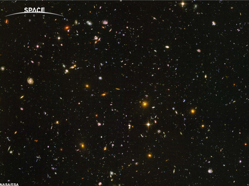 Deep Space Galaxy Field — Black, Cosmic, Night, Photograph, Stars, Galaxies, Yellow, White