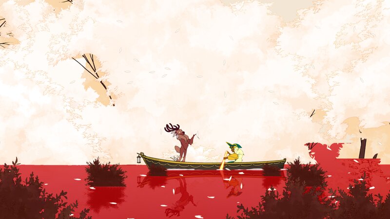 Deer and Character in Boat
