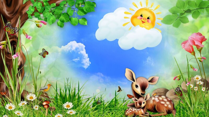 Deer and Fawn in Meadow