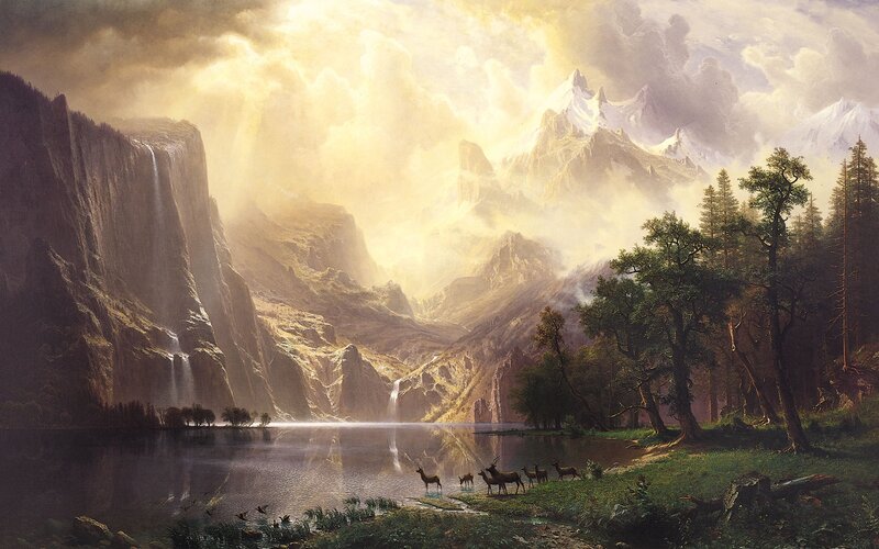 Deer by a Lake — Green, Dramatic