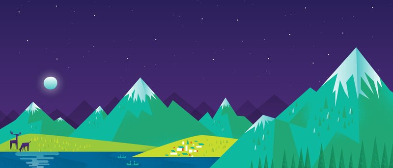 Deer by Lake at Night — Green