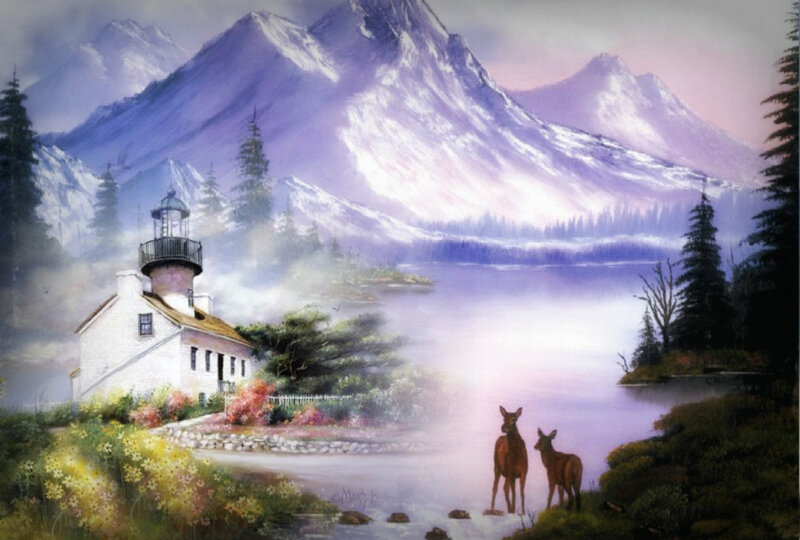 Deer by Lake — Purple