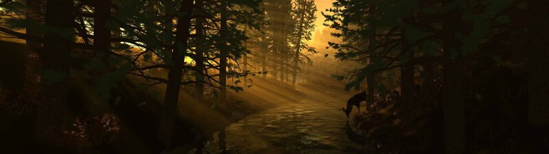 Deer Drinking from Stream — Brown, Serene, Sunset