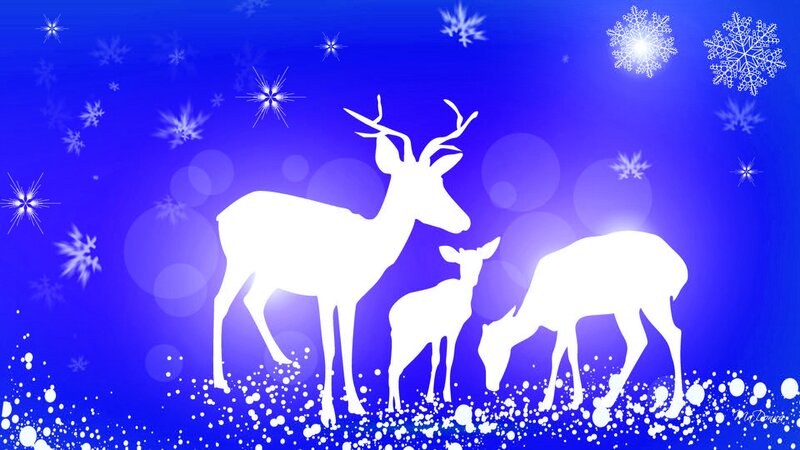 Deer Family Silhouette — Blue