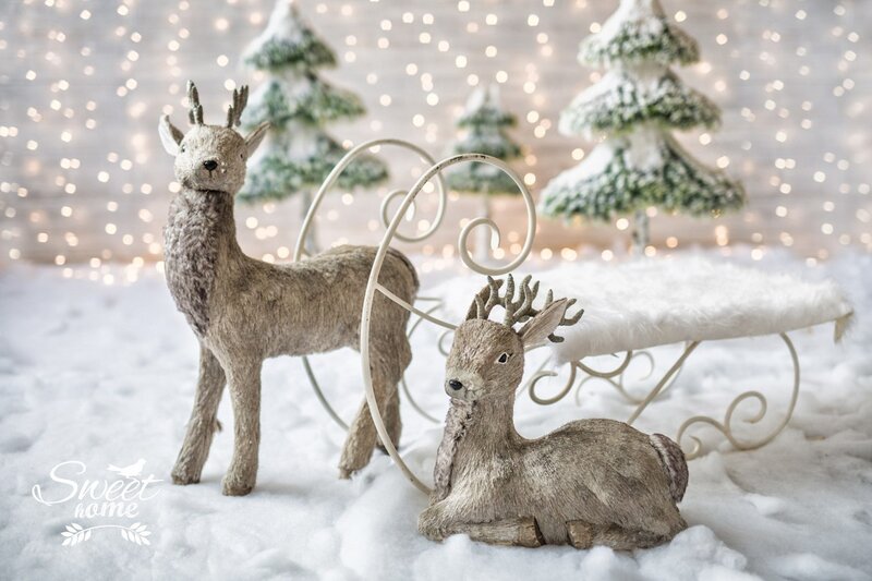 Deer Figurines with Sleigh