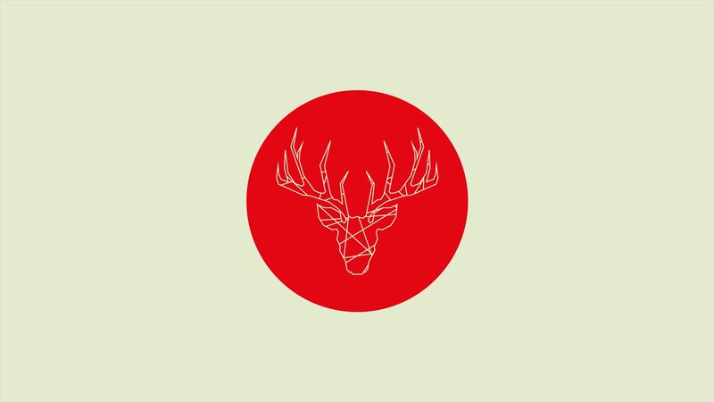 Deer Head Illustration — Red, Minimalist