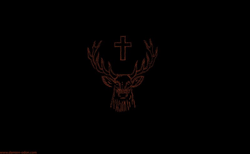Deer Head with Cross — Black