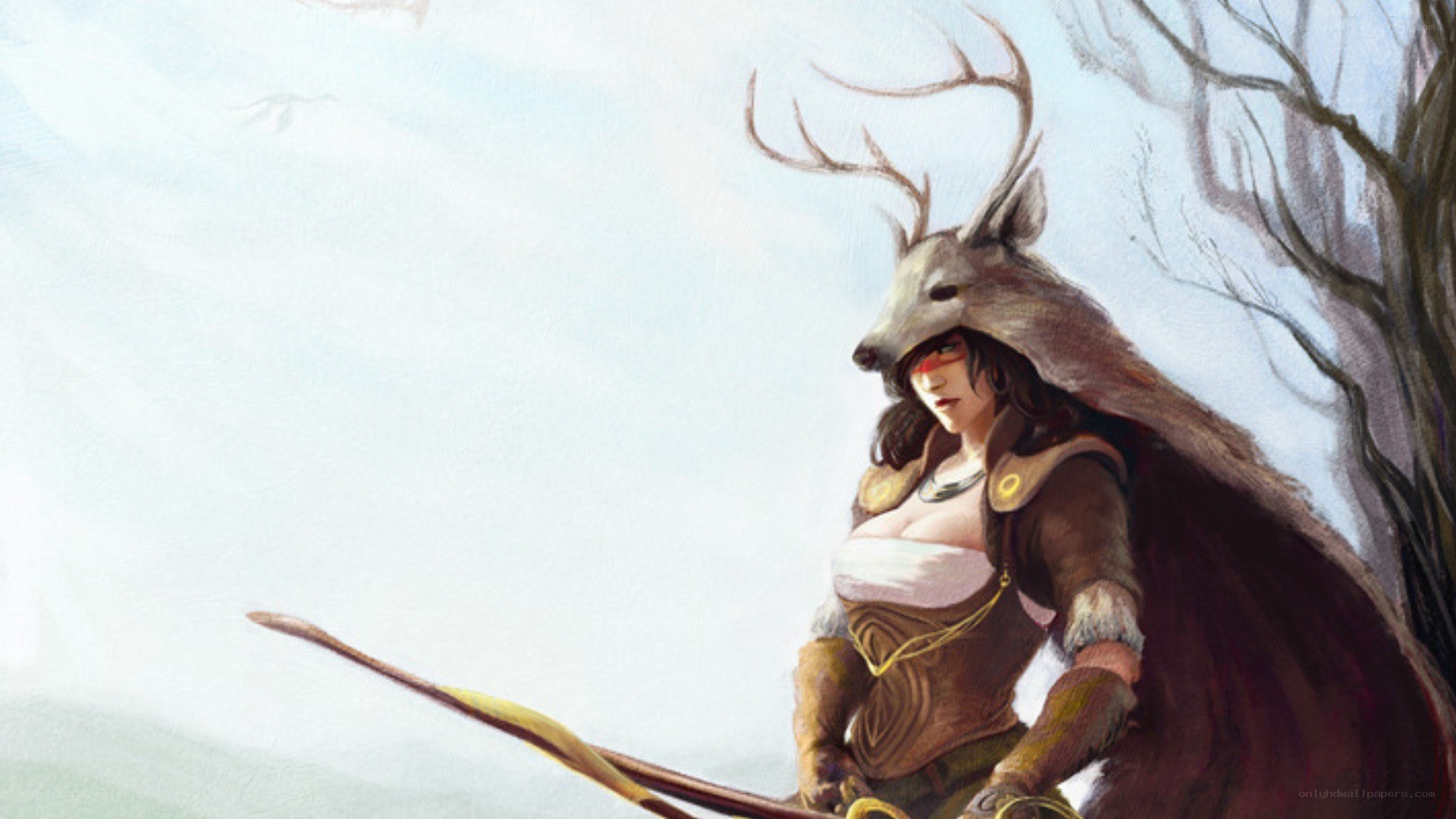 Deer-headed archer in forest